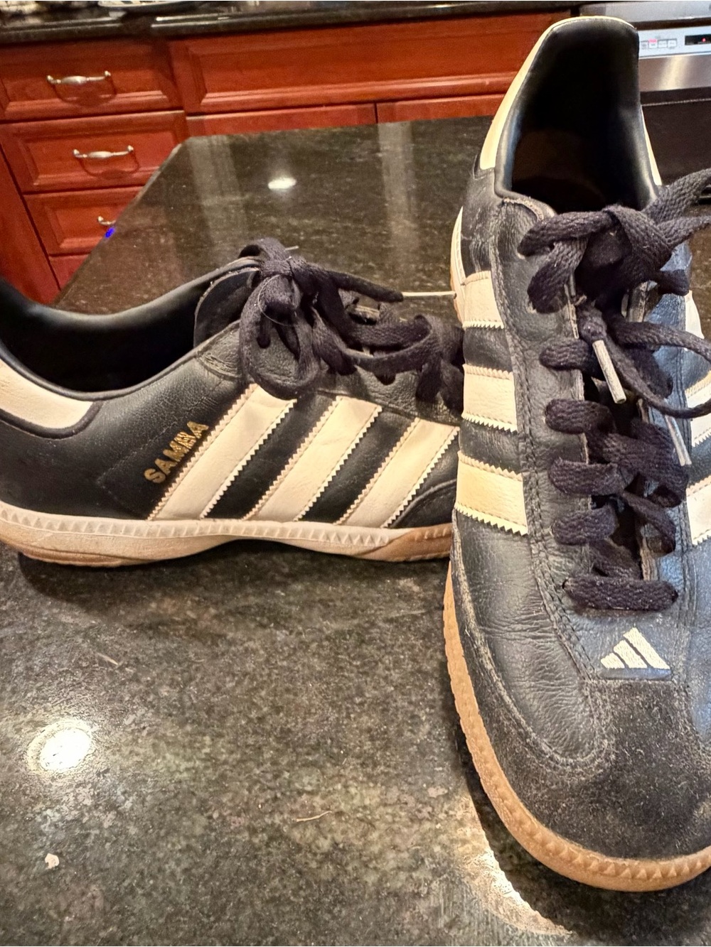 Adidas Samba Men’s Black and Off-White Leather Sneakers